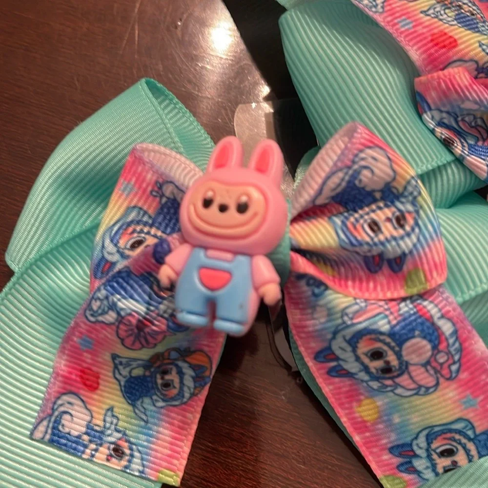 Colorful labubu monster Cartoon Hair Bows nwt set of two